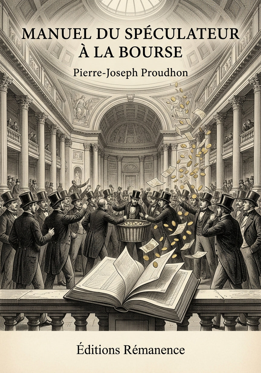 Livre Manuel du Spéculateur à la Bourse par Pierre-Joseph Proudhon - Couverture - Editions Remanence