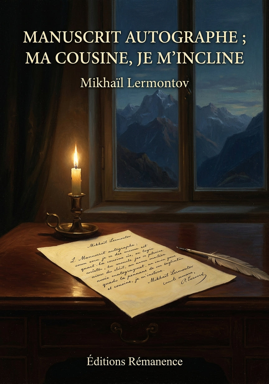 Livre Manuscrit autographe ; Ma cousine, Je m’incline par Mikhaïl Lermontov - Couverture - Editions Remanence