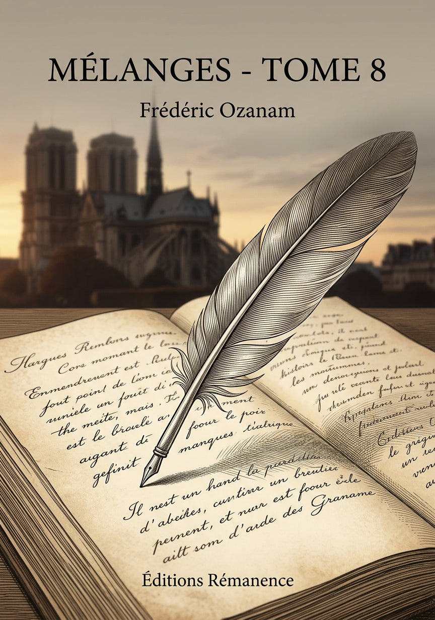 Livre Mélanges - Tome 8 par Frédéric Ozanam - Couverture - Editions Remanence