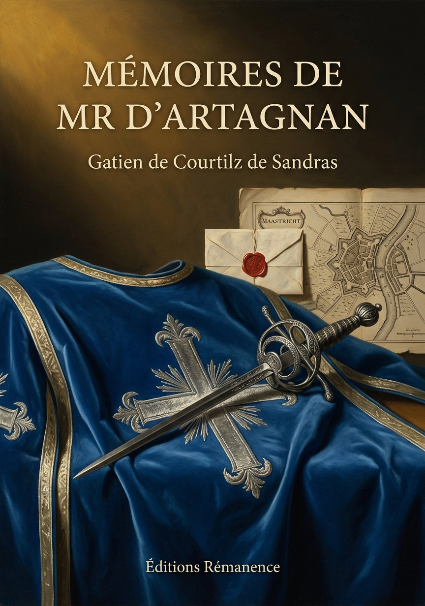 Livre Mémoires de Mr D'Artagnan par Gatien de Courtilz de Sandras - Couverture - Editions Remanence