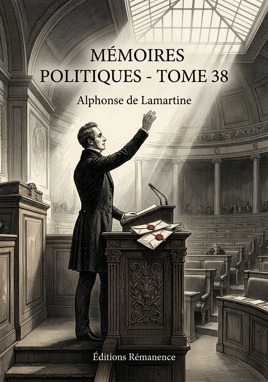 Livre Mémoires politiques - Tome 38 par Alphonse de Lamartine - Couverture - Editions Remanence