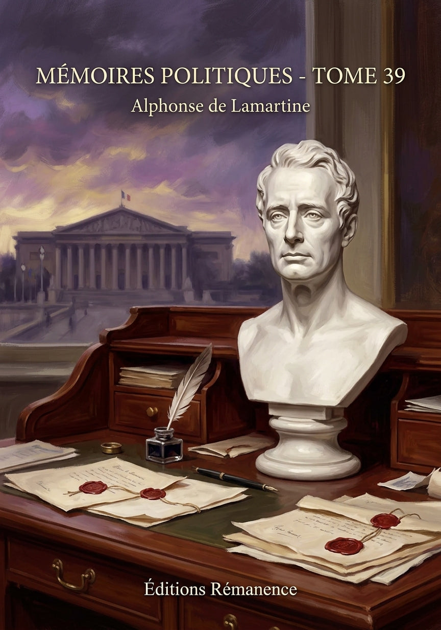 Livre Mémoires politiques - Tome 39 par Alphonse de Lamartine - Couverture - Editions Remanence