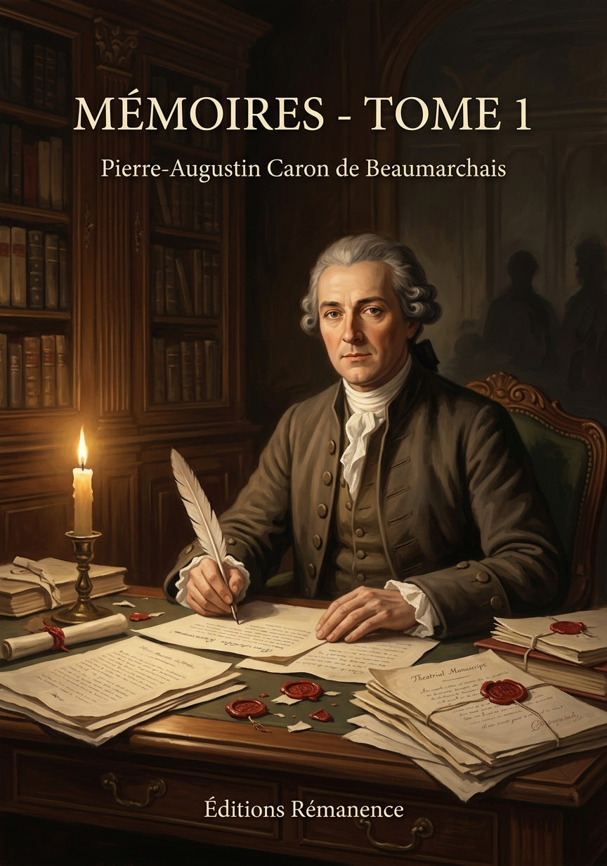 Livre Mémoires - Tome 1 par Pierre-Augustin Caron de Beaumarchais - Couverture - Editions Remanence
