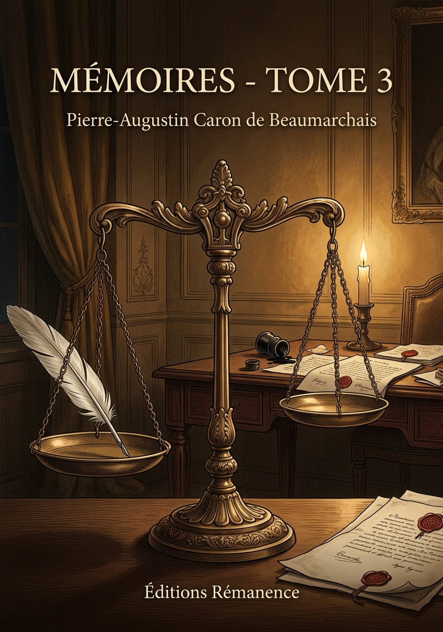 Livre Mémoires - Tome 3 par Pierre-Augustin Caron de Beaumarchais - Couverture - Editions Remanence