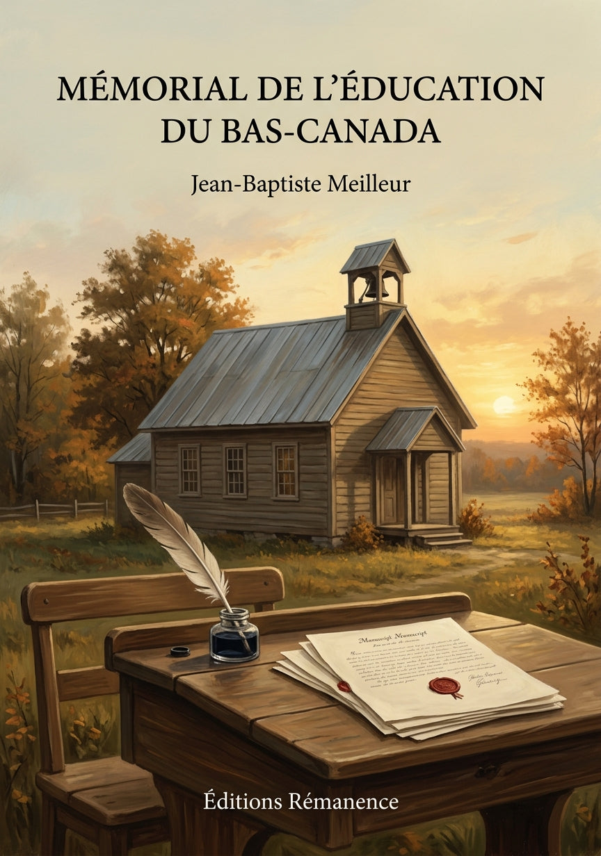 Livre Mémorial de l’éducation du Bas-Canada par Jean-Baptiste Meilleur - Couverture - Editions Remanence