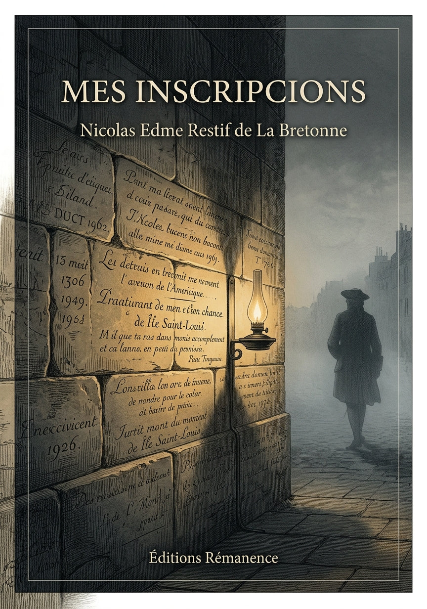 Livre Mes Inscripcions par Nicolas Edme Restif de La Bretonne - Couverture - Editions Remanence