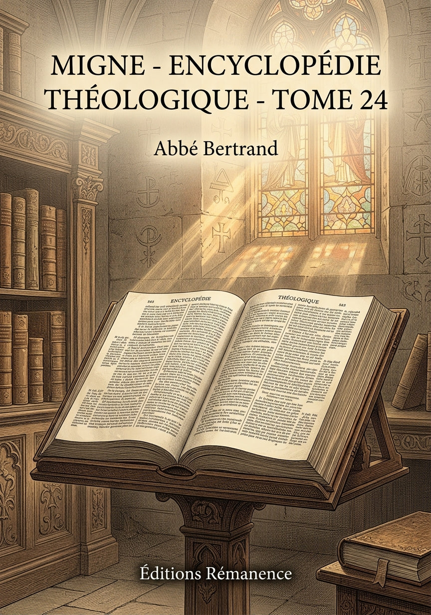 Livre Migne - Encyclopédie théologique - Tome 24 par Abbé Bertrand - Couverture - Editions Remanence