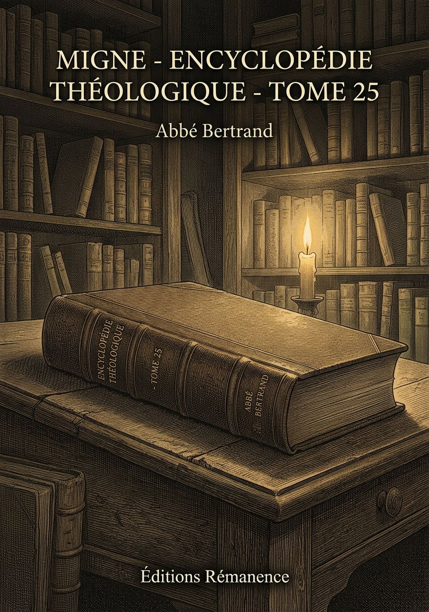 Livre Migne - Encyclopédie théologique - Tome 25 par Abbé Bertrand - Couverture - Editions Remanence