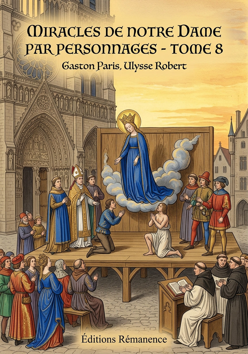 Livre Miracles de Notre Dame par personnages - Tome 8 par Gaston Paris, Ulysse Robert - Couverture - Editions Remanence