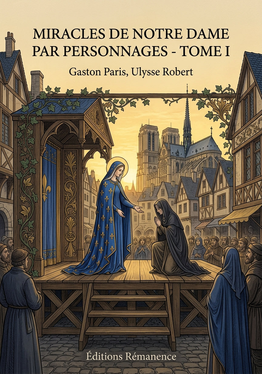 Livre Miracles de Notre Dame par personnages - Tome I par Gaston Paris, Ulysse Robert - Couverture - Editions Remanence