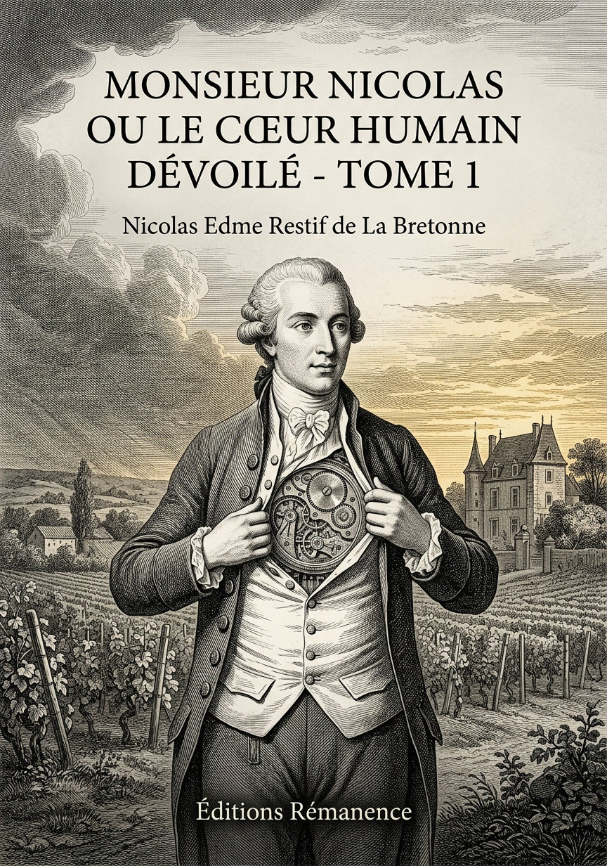 Livre Monsieur Nicolas ou Le cœur humain dévoilé - Tome 1 par Nicolas Edme Restif de La Bretonne - Couverture - Editions Remanence