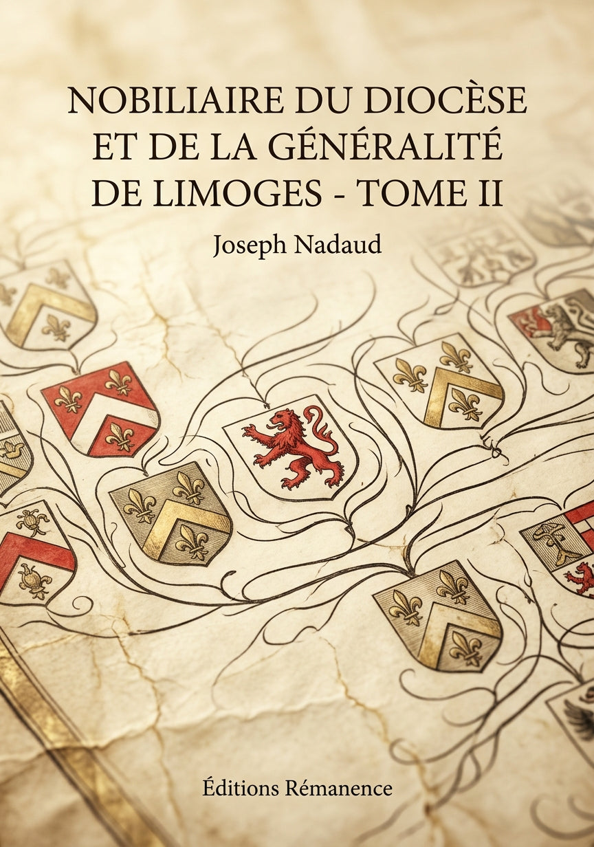 Livre Nobiliaire du diocèse et de la généralité de Limoges - Tome II par Joseph Nadaud - Couverture - Editions Remanence