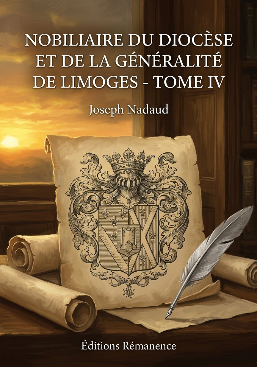 Livre Nobiliaire du diocèse et de la généralité de Limoges - Tome IV par Joseph Nadaud - Couverture - Editions Remanence