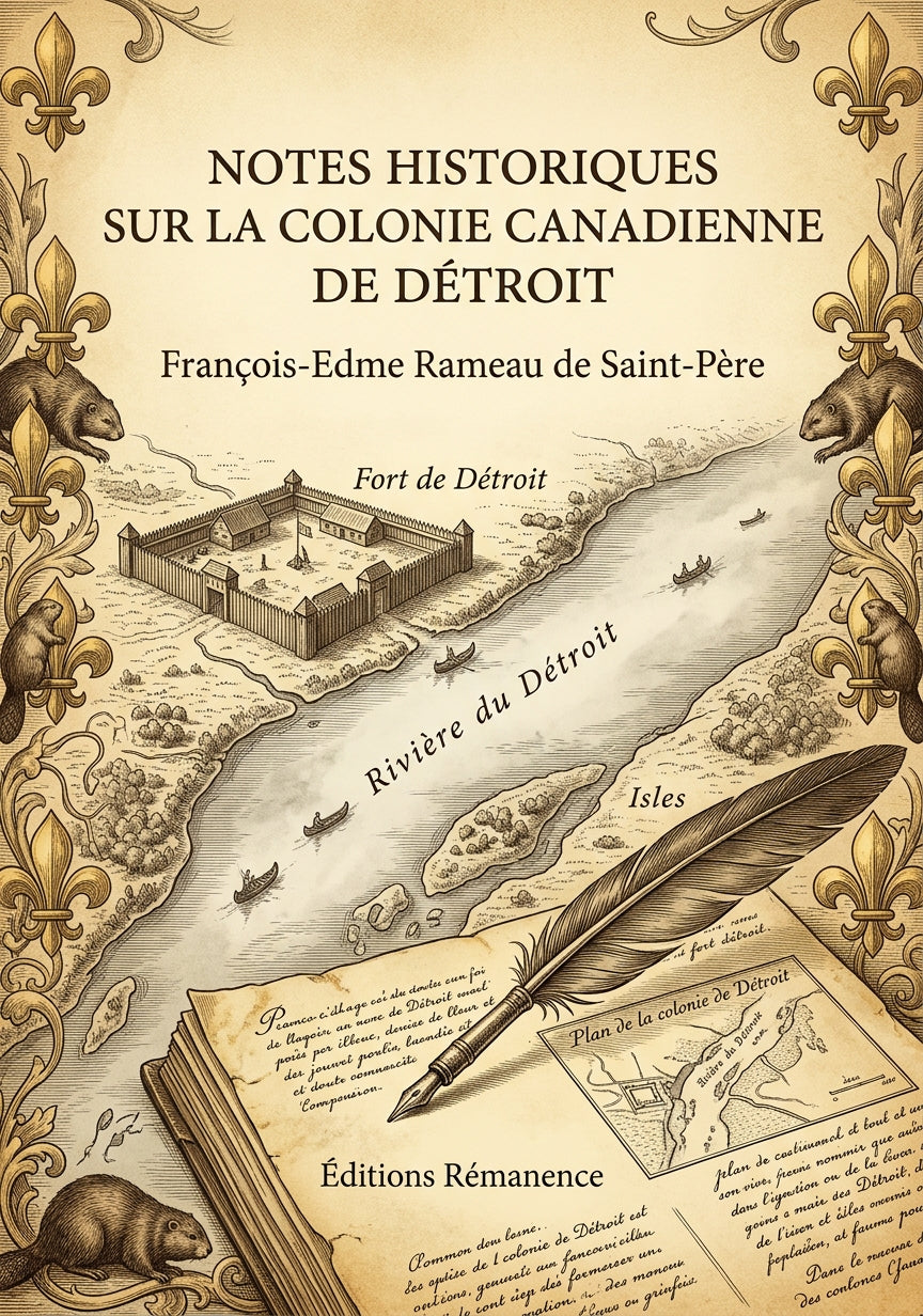Livre Notes historiques sur la colonie canadienne de Détroit par François-Edme Rameau de Saint-Père - Couverture - Editions Remanence