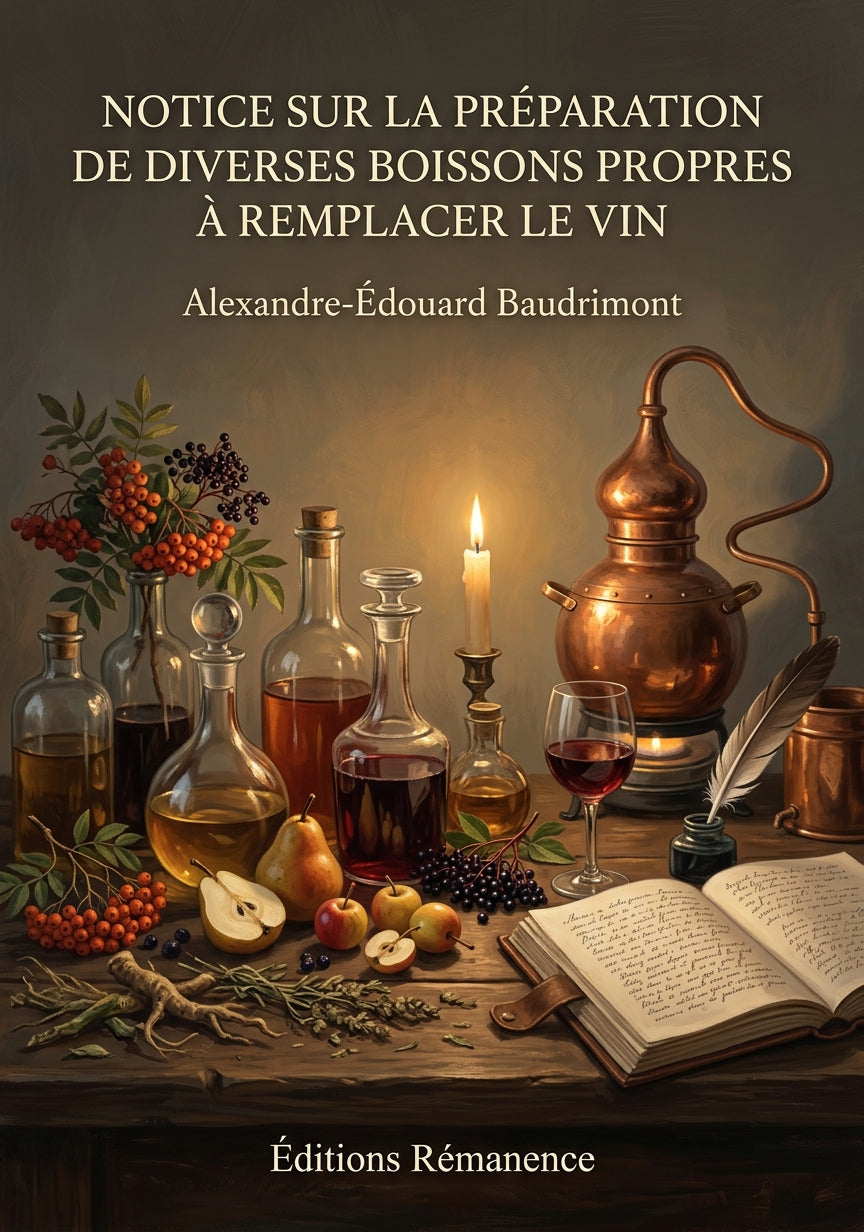 Livre Notice sur la préparation de diverses boissons propres à remplacer le vin par Alexandre-Édouard Baudrimont - Couverture - Editions Remanence