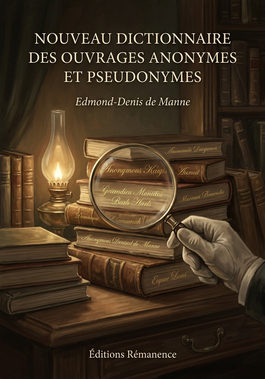 Livre Nouveau Dictionnaire des ouvrages anonymes et pseudonymes par Edmond-Denis de Manne - Couverture - Editions Remanence