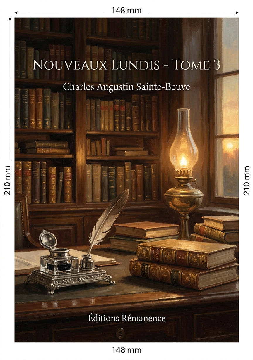 Livre Nouveaux lundis - Tome 3 par Charles Augustin Sainte-Beuve - Couverture - Editions Remanence