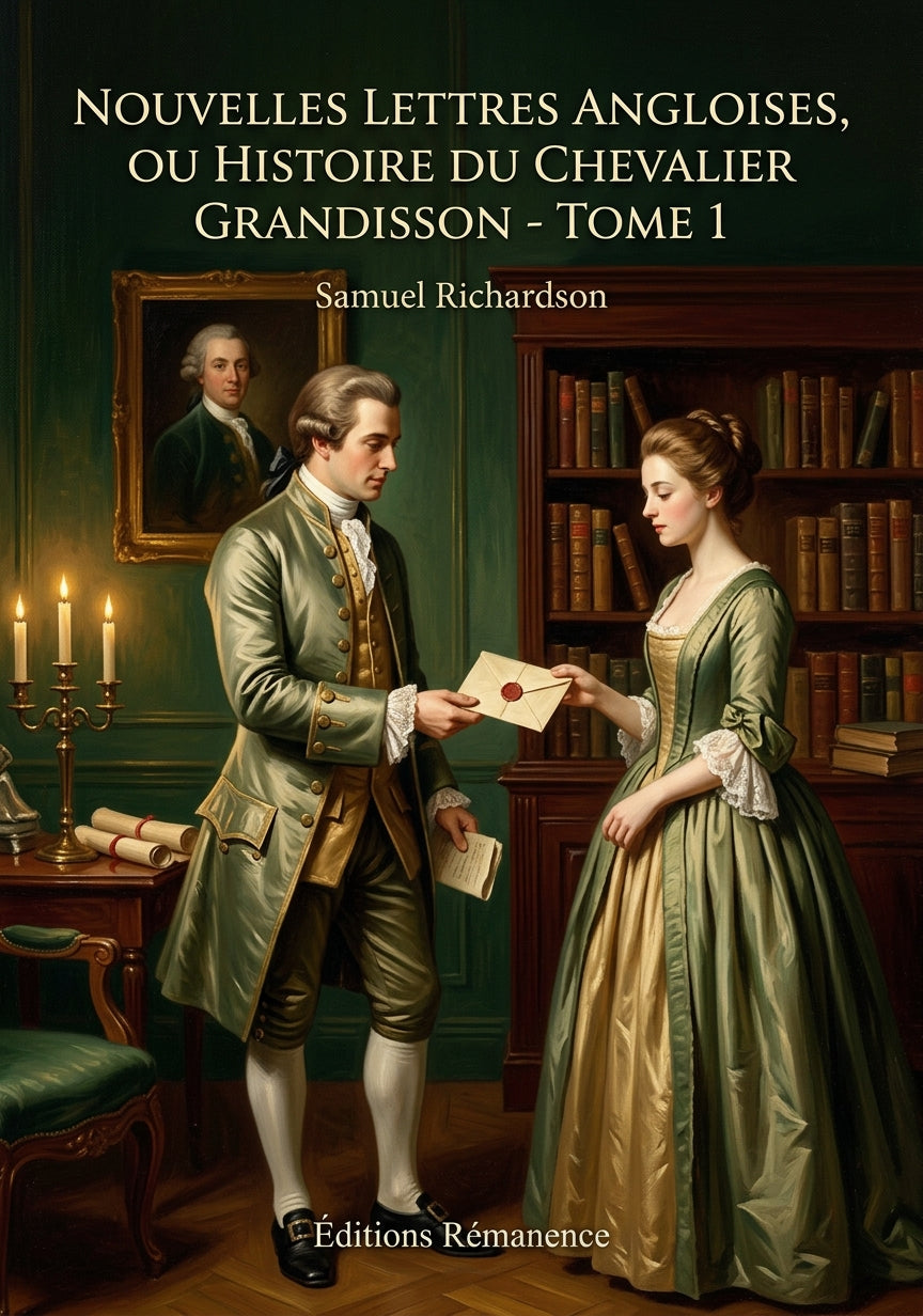 Livre Nouvelles Lettres angloises, ou Histoire du Chevalier Grandisson - Tome 1 par Samuel Richardson - Couverture - Editions Remanence