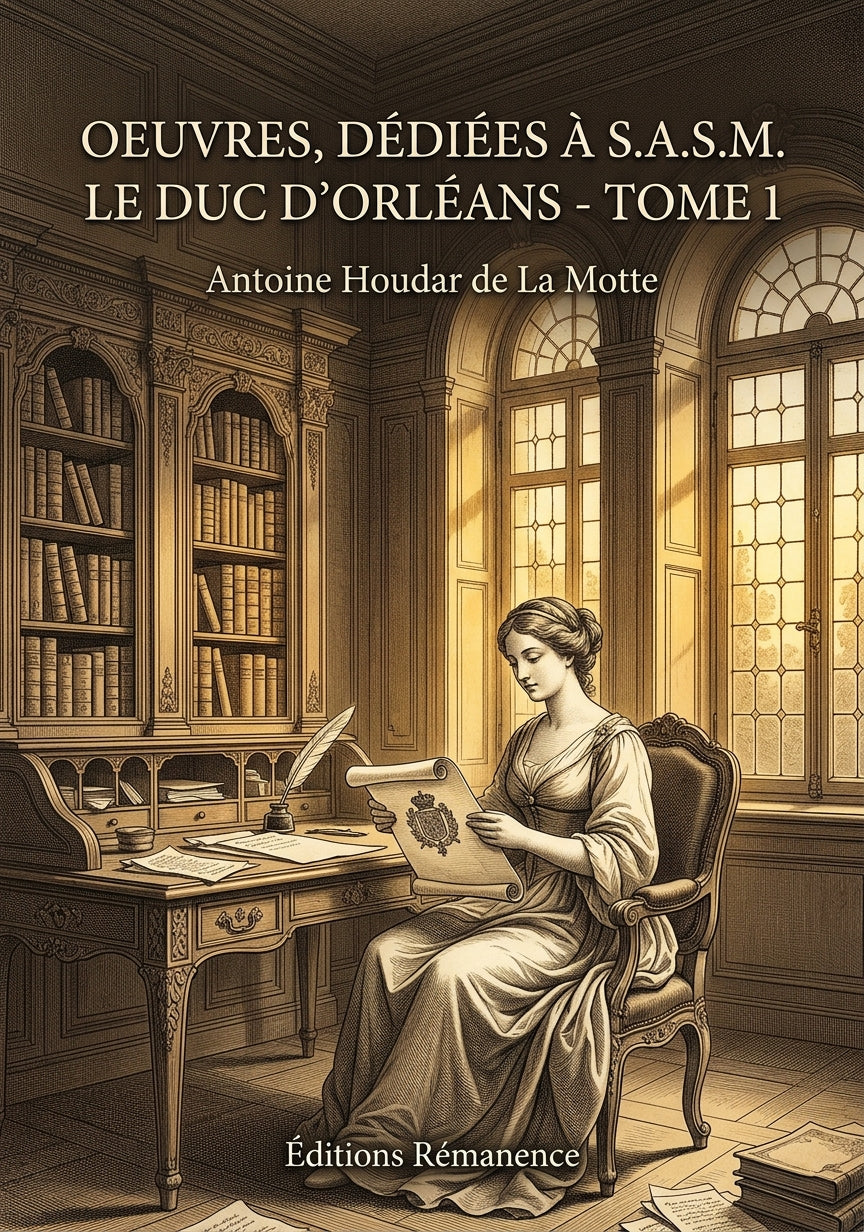 Livre Oeuvres, dédiées à S.A.S.M. le duc d'Orléans - Tome 1 par Antoine Houdar de La Motte - Couverture - Editions Remanence