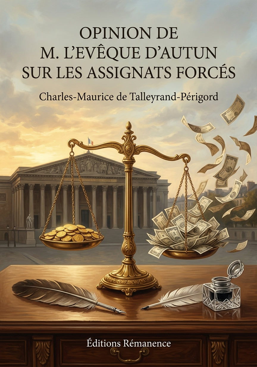 Livre Opinion de M. l'Evêque d'Autun sur les assignats forcés par Charles-Maurice de Talleyrand-Périgord - Couverture - Editions Remanence