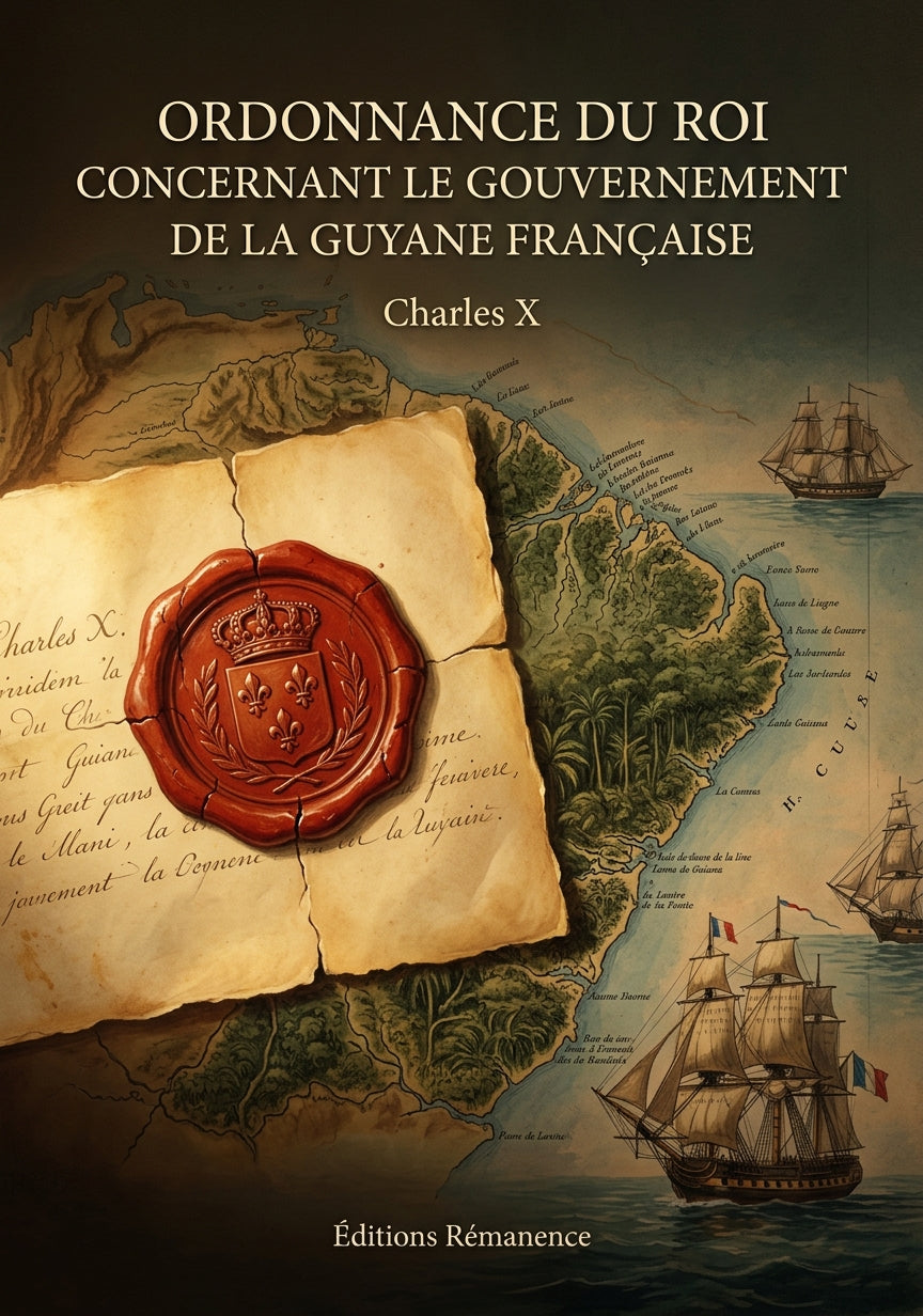 Livre Ordonnance du Roi concernant le gouvernement de la Guyane française par Charles X - Couverture - Editions Remanence