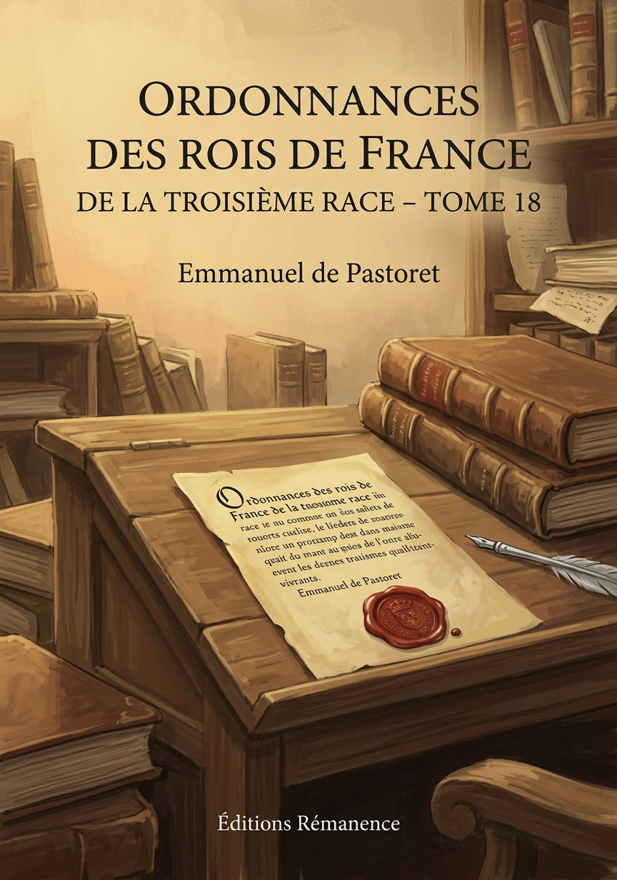 Livre Ordonnances des rois de France de la troisième race - Tome 18 par Emmanuel de Pastoret - Couverture - Editions Remanence