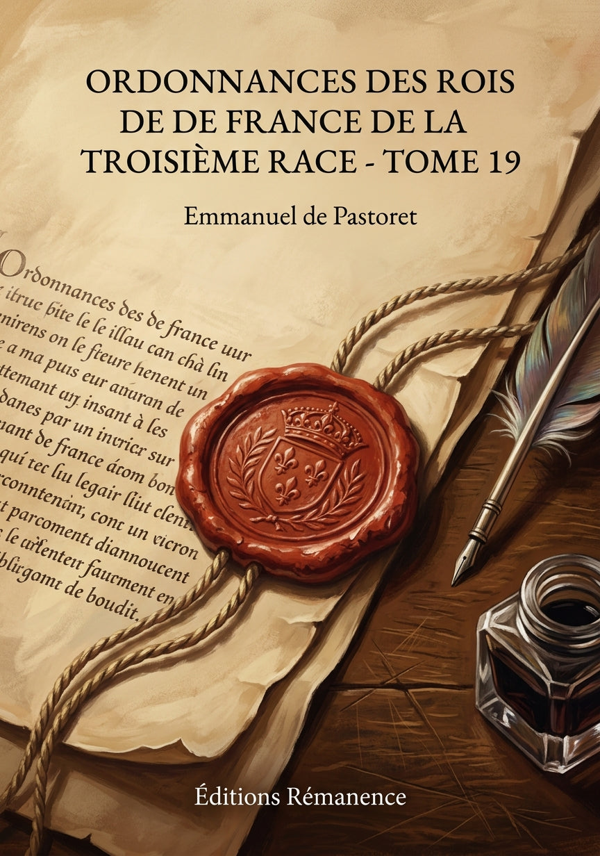 Livre Ordonnances des rois de France de la troisième race - Tome 19 par Emmanuel de Pastoret - Couverture - Editions Remanence