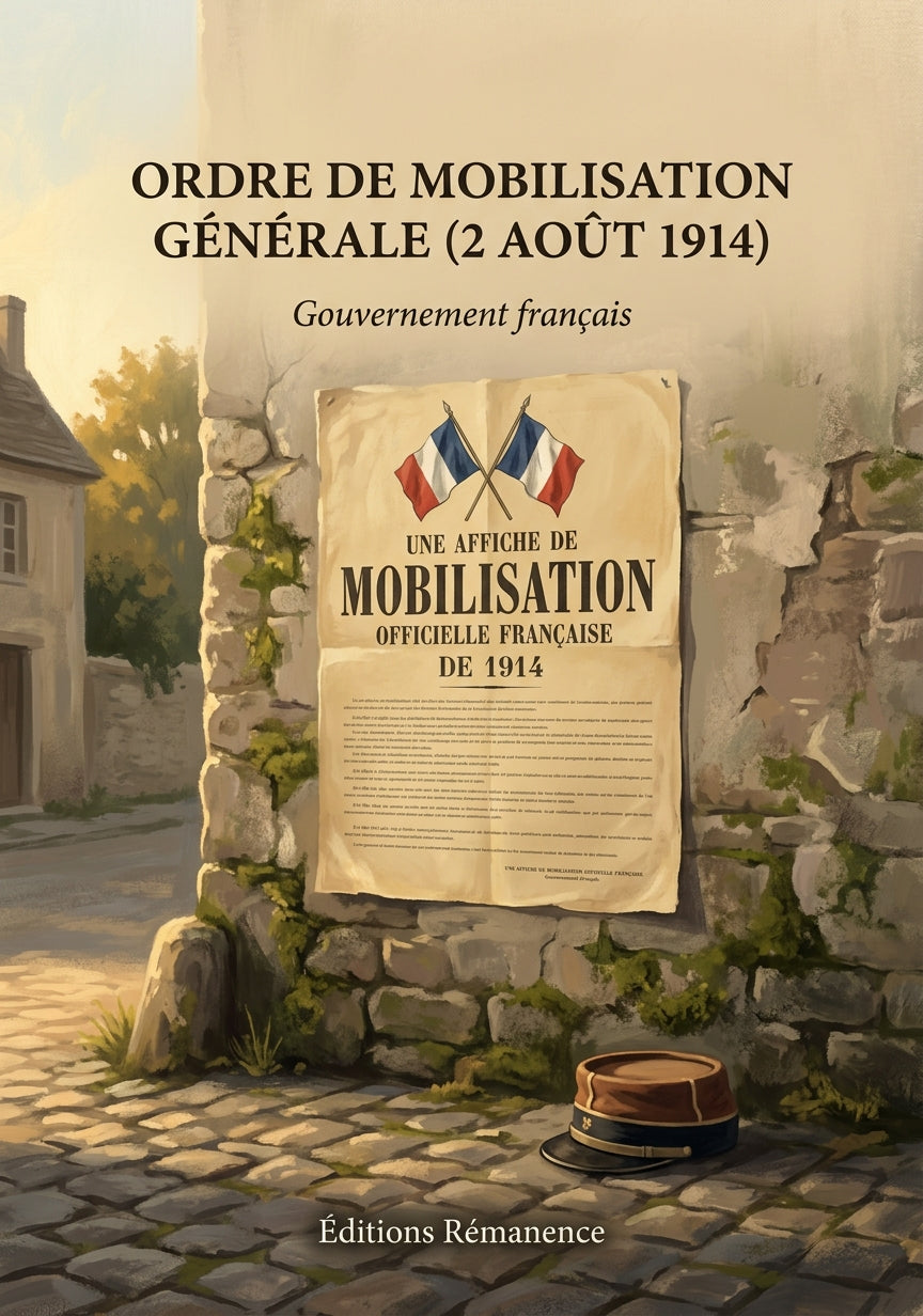 Livre Ordre de Mobilisation générale (2 août 1914) par Gouvernement français - Couverture - Editions Remanence