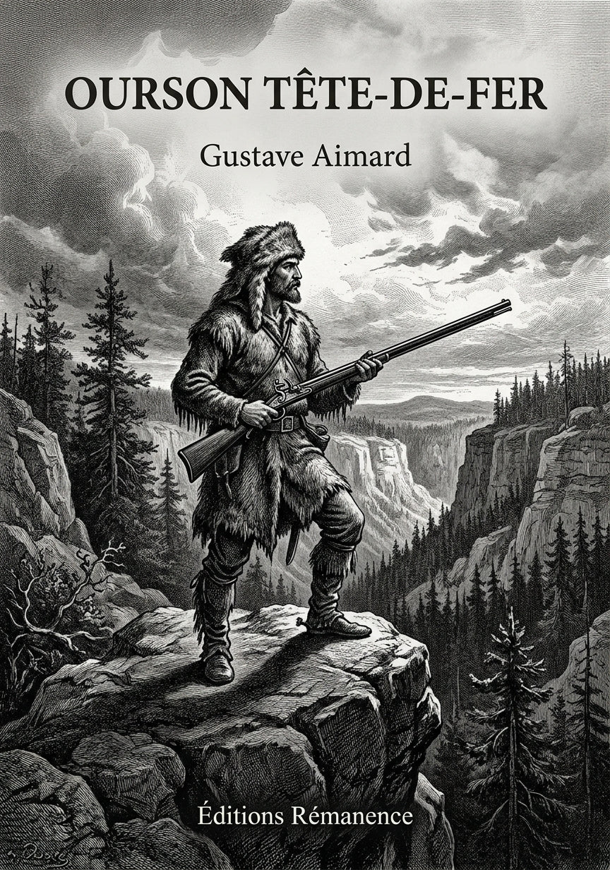 Livre Ourson Tête-de-fer par Gustave Aimard - Couverture - Editions Remanence