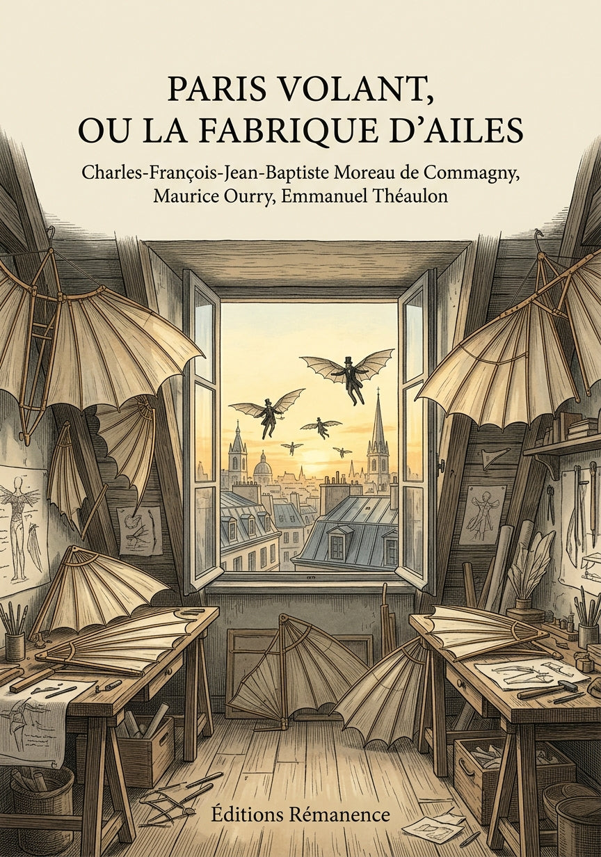 Livre Paris volant, ou La Fabrique d’Ailes par Charles-François-Jean-Baptiste Moreau de Commagny, Maurice Ourry, Emmanuel Théaulon - Couverture - Editions Remanence