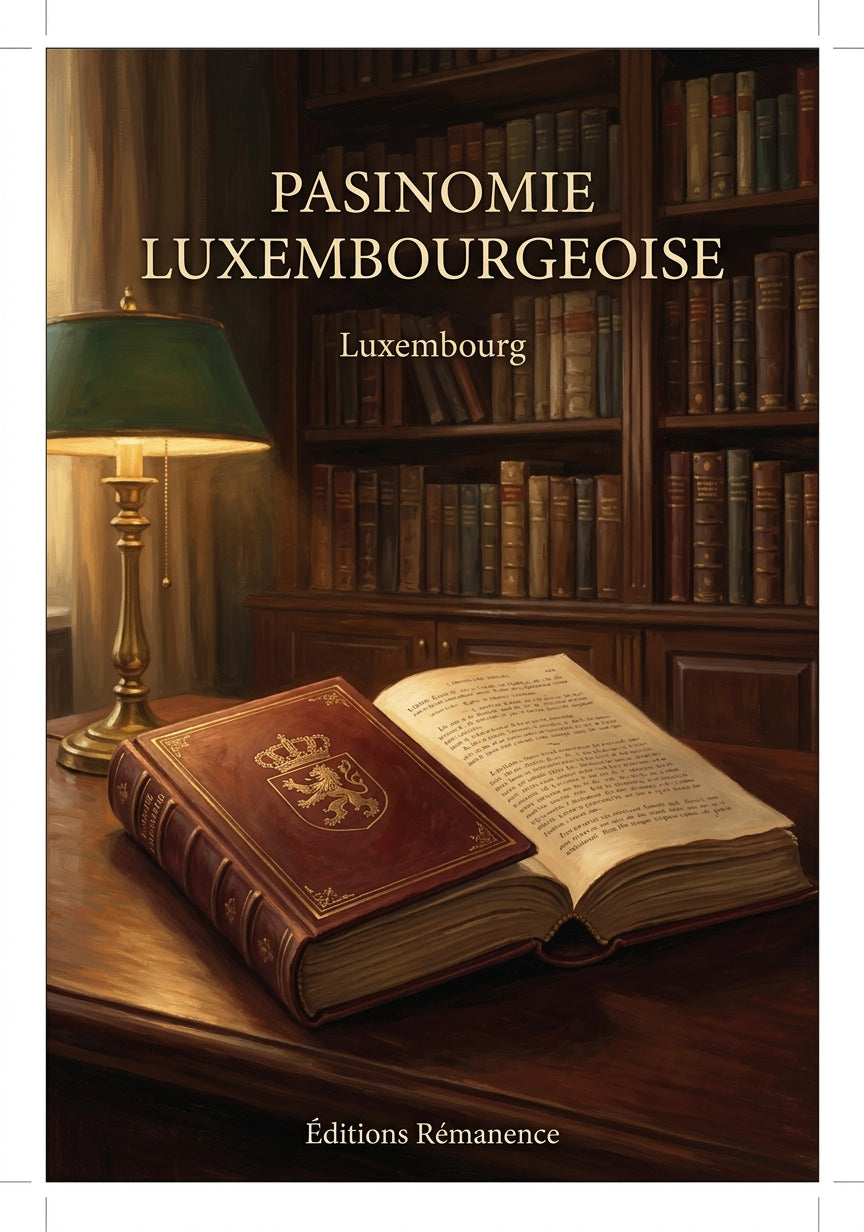 Livre Pasinomie luxembourgeoise par Luxembourg - Couverture - Editions Remanence