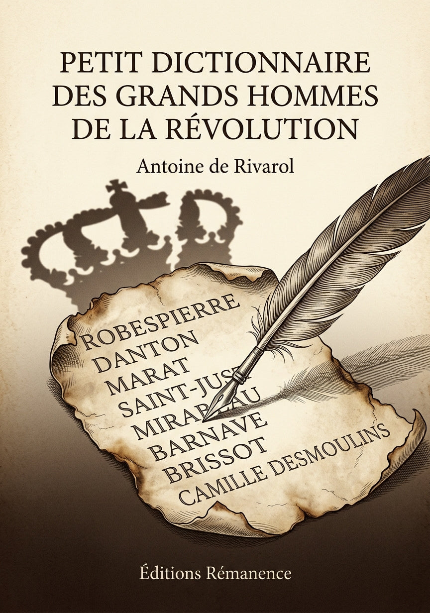 Livre Petit dictionnaire des grands hommes de la Révolution par Antoine de Rivarol - Couverture - Editions Remanence