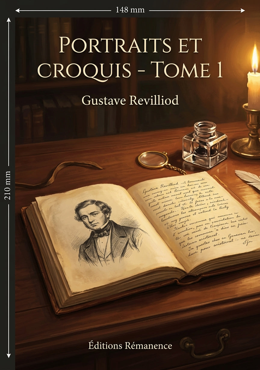 Livre Portraits et croquis - Tome 1 par Gustave Revilliod - Couverture - Editions Remanence
