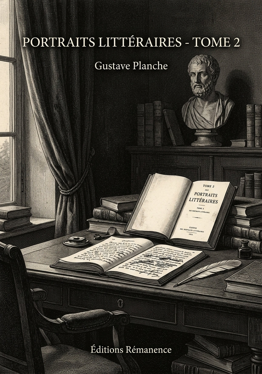 Livre Portraits littéraires - Tome 2 par Gustave Planche - Couverture - Editions Remanence