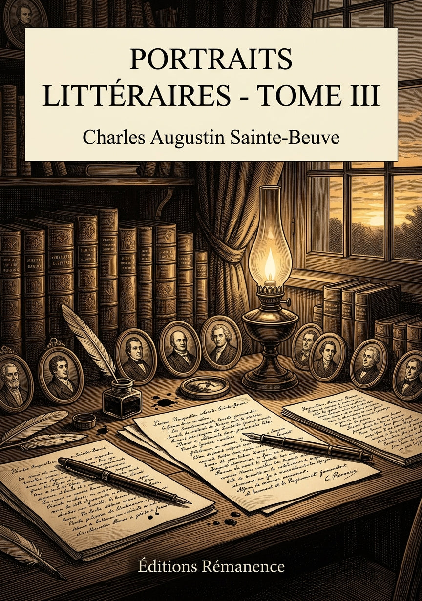 Livre Portraits littéraires - Tome III par Charles Augustin Sainte-Beuve - Couverture - Editions Remanence
