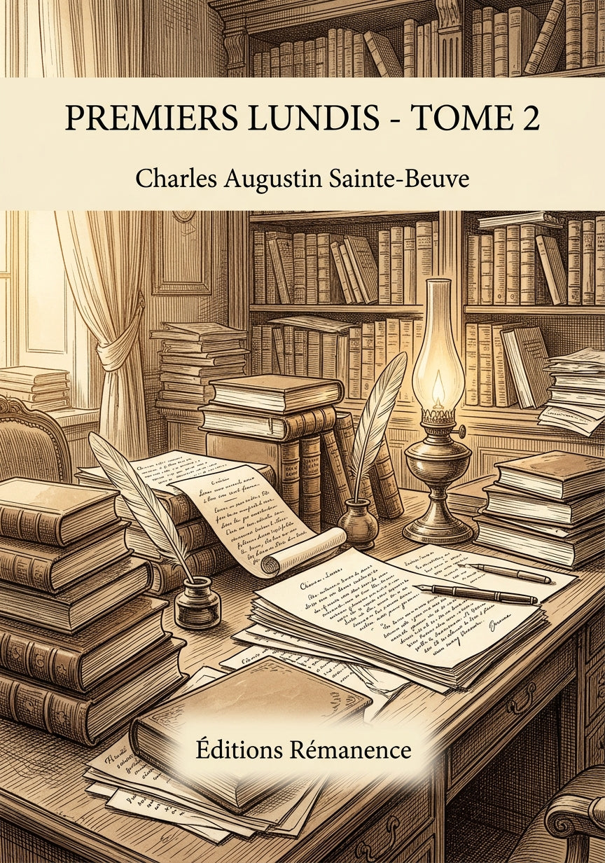 Livre Premiers Lundis - Tome 2 par Charles Augustin Sainte-Beuve - Couverture - Editions Remanence