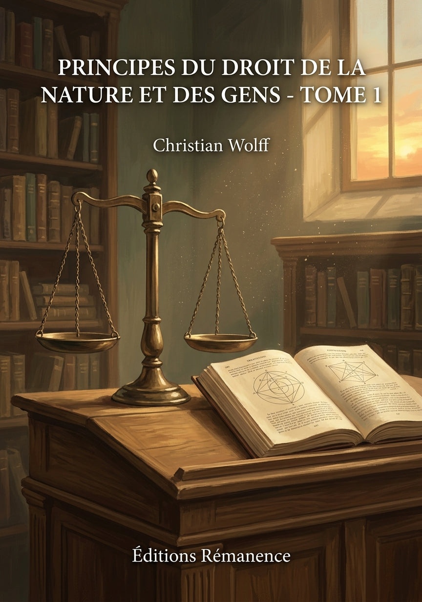 Livre Principes du droit de la nature et des gens - Tome 1 par Christian Wolff - Couverture - Editions Remanence