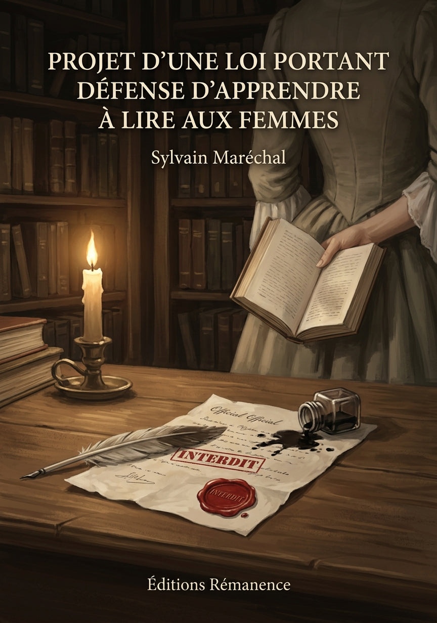 Livre Projet d’une loi portant défense d'apprendre à lire aux femmes par Sylvain Maréchal - Couverture - Editions Remanence