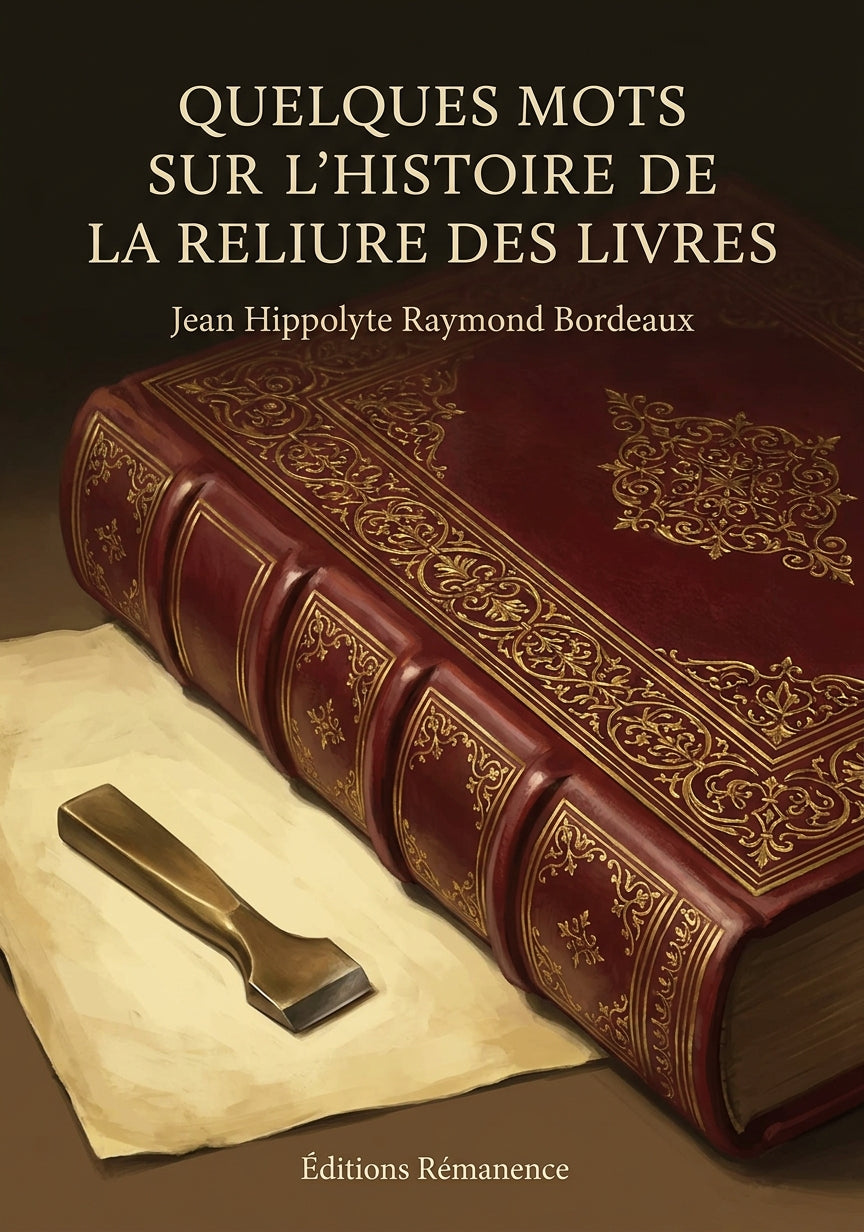 Livre Quelques mots sur l’histoire de la reliure des livres par Jean Hippolyte Raymond Bordeaux - Couverture - Editions Remanence