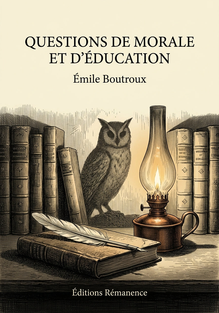 Livre Questions de morale et d’éducation par Émile Boutroux - Couverture - Editions Remanence