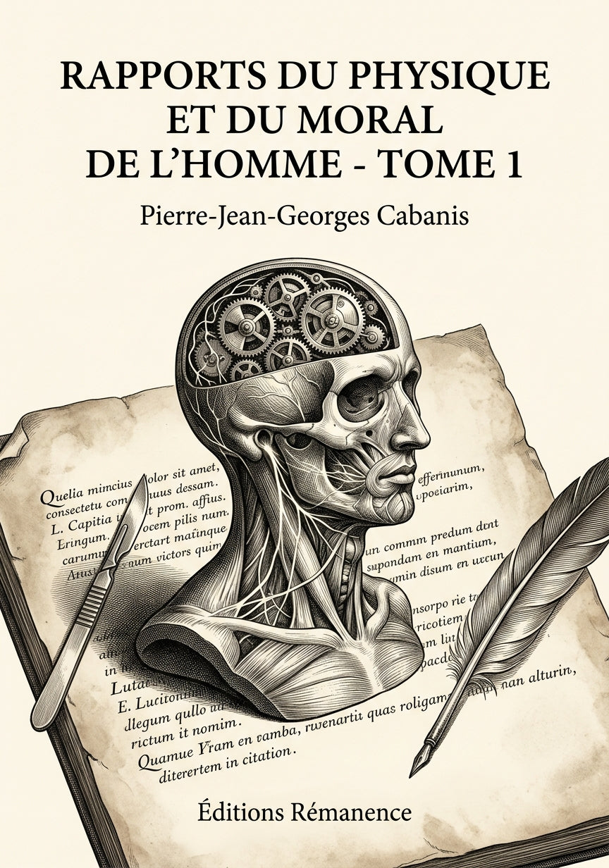 Livre Rapports du physique et du moral de l’homme - Tome 1 par Pierre-Jean-Georges Cabanis - Couverture - Editions Remanence