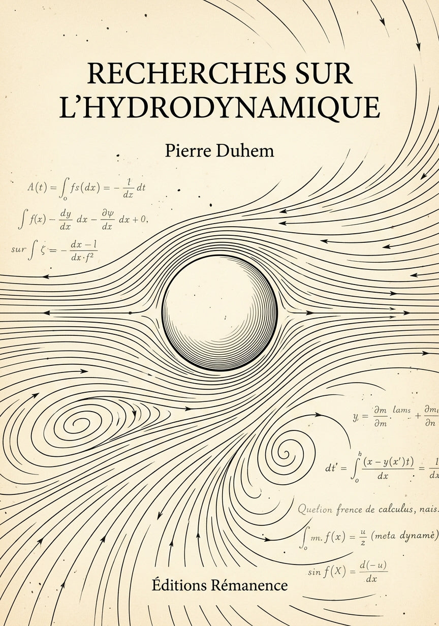 Livre Recherches sur l'hydrodynamique par Pierre Duhem - Couverture - Editions Remanence