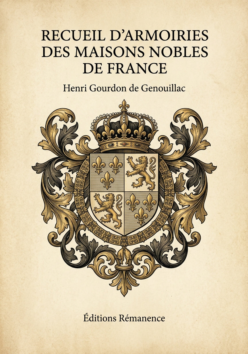 Livre Recueil d’armoiries des maisons nobles de France par Henri Gourdon de Genouillac - Couverture - Editions Remanence