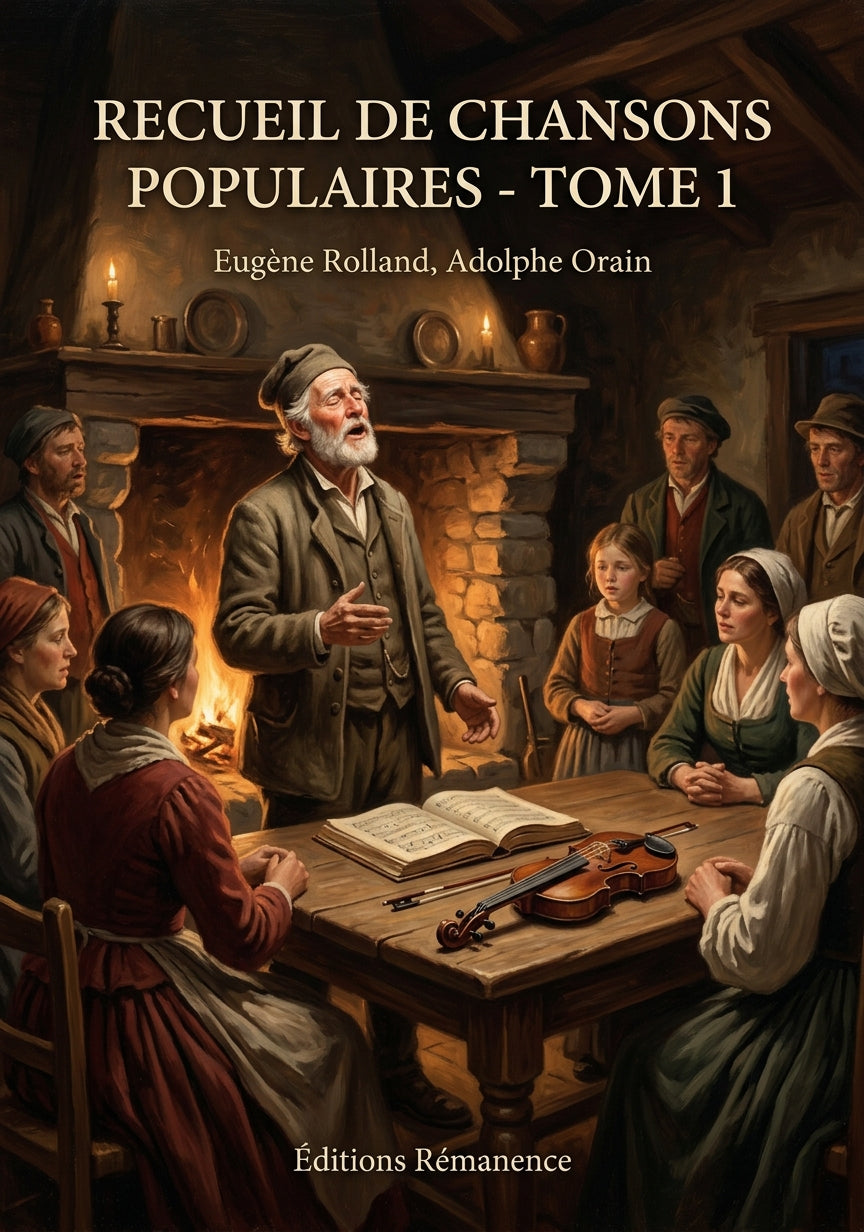 Livre Recueil de chansons populaires - Tome 1 par Eugène Rolland, Adolphe Orain - Couverture - Editions Remanence