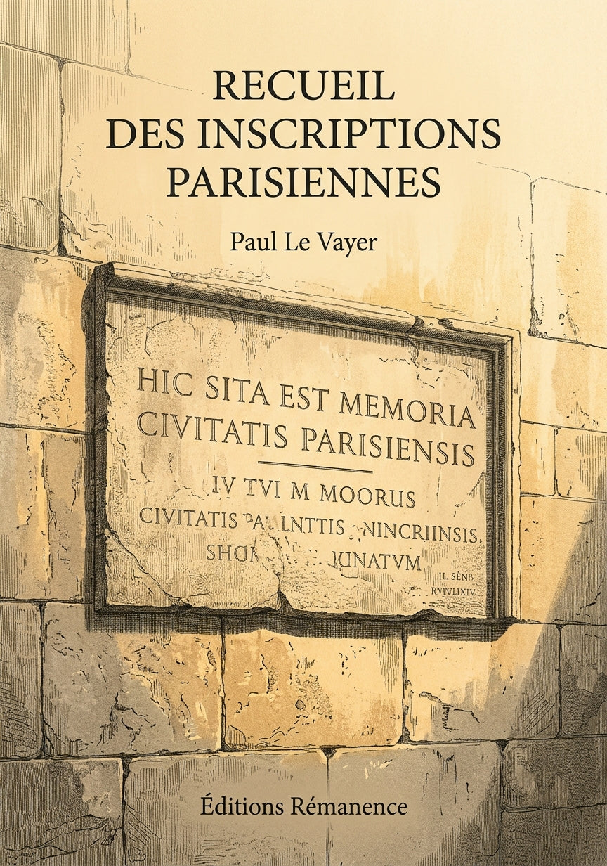Livre Recueil des inscriptions parisiennes par Paul Le Vayer - Couverture - Editions Remanence