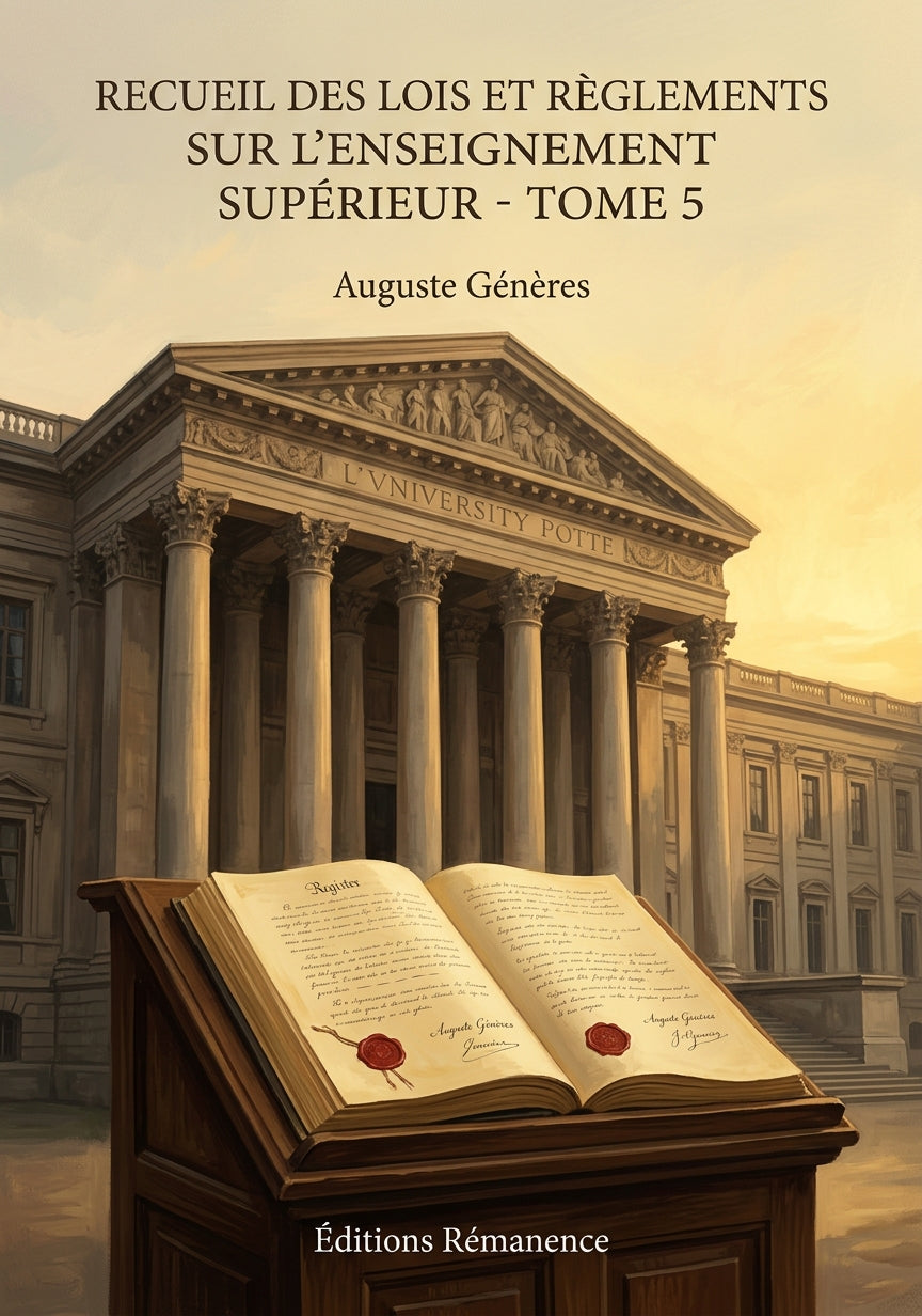 Livre Recueil des lois et règlements sur l’enseignement supérieur - Tome 5 par Auguste Génères - Couverture - Editions Remanence