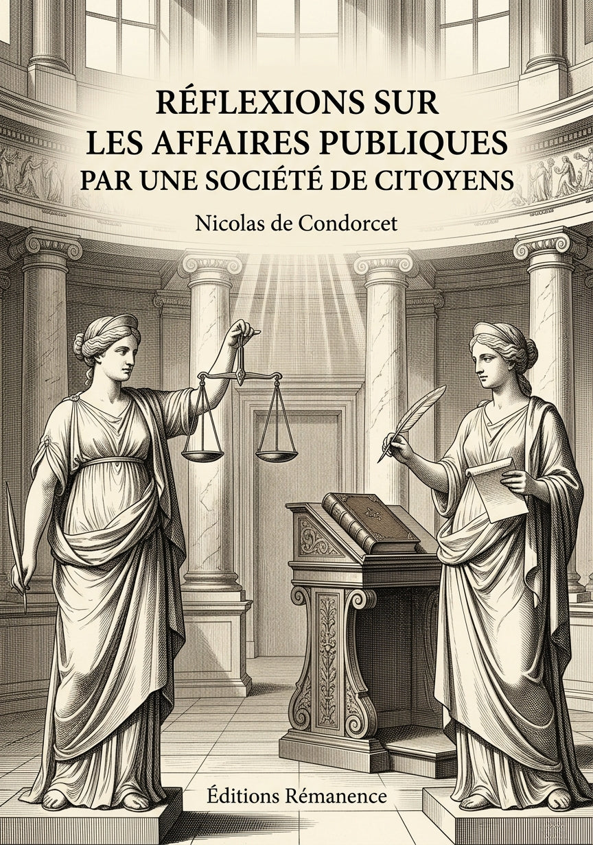 Livre Réflexions sur les affaires publiques par une société de citoyens par Nicolas de Condorcet - Couverture - Editions Remanence
