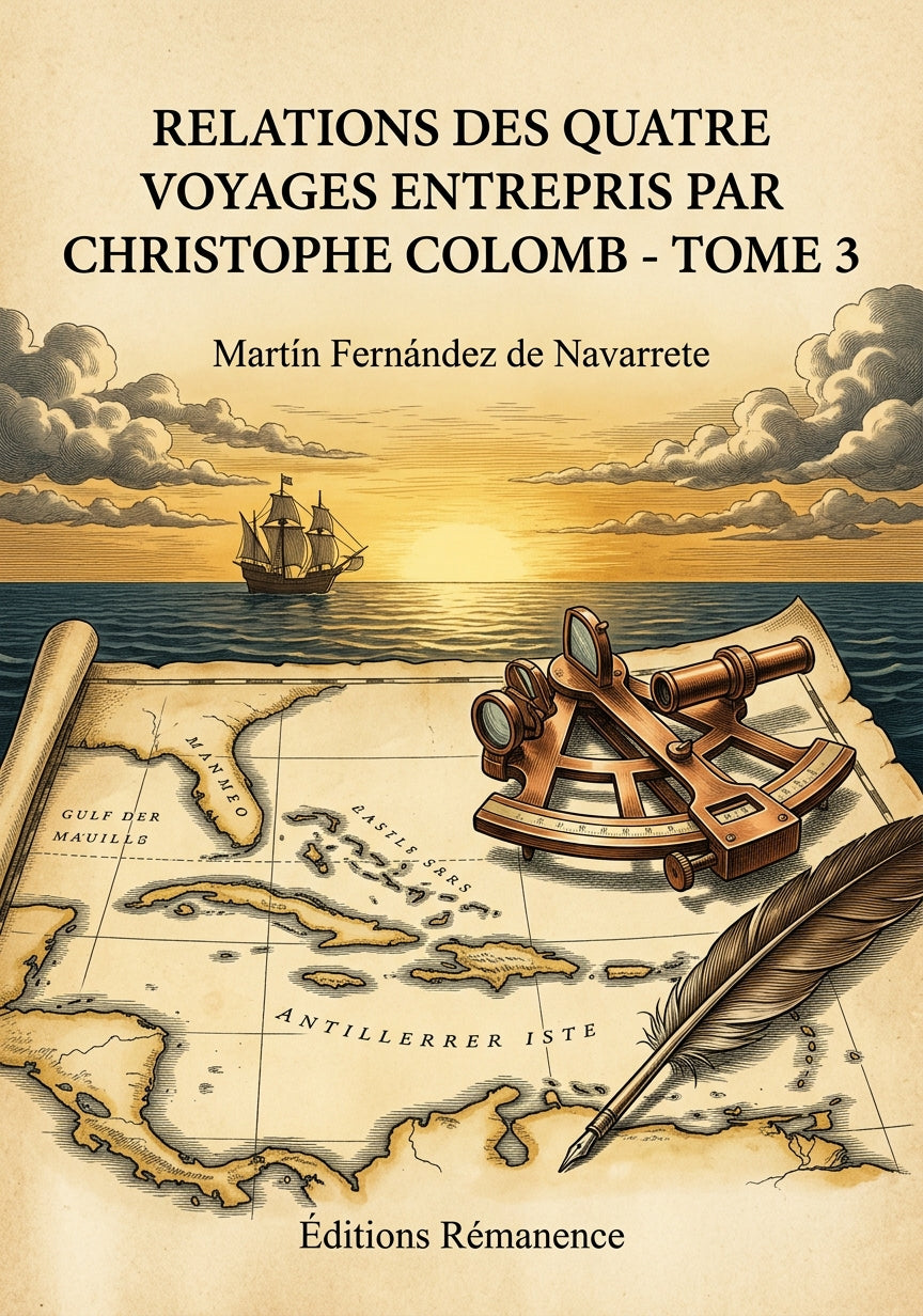 Livre Relations des quatre voyages entrepris par Christophe Colomb - Tome 3 par Martín Fernández de Navarrete - Couverture - Editions Remanence
