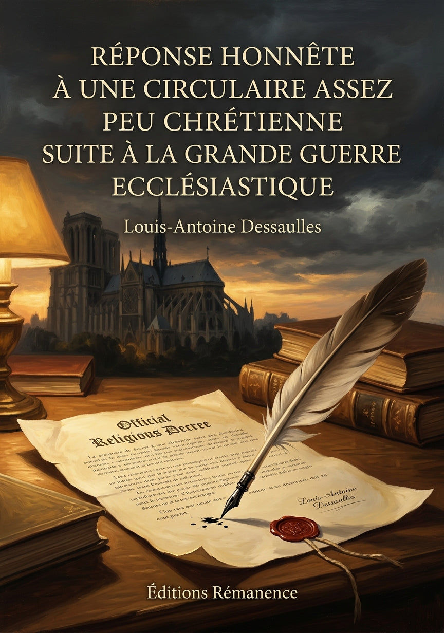 Livre Réponse honnête à une circulaire assez peu chrétienne suite à la grande guerre ecclésiastique par Louis-Antoine Dessaulles - Couverture - Editions Remanence