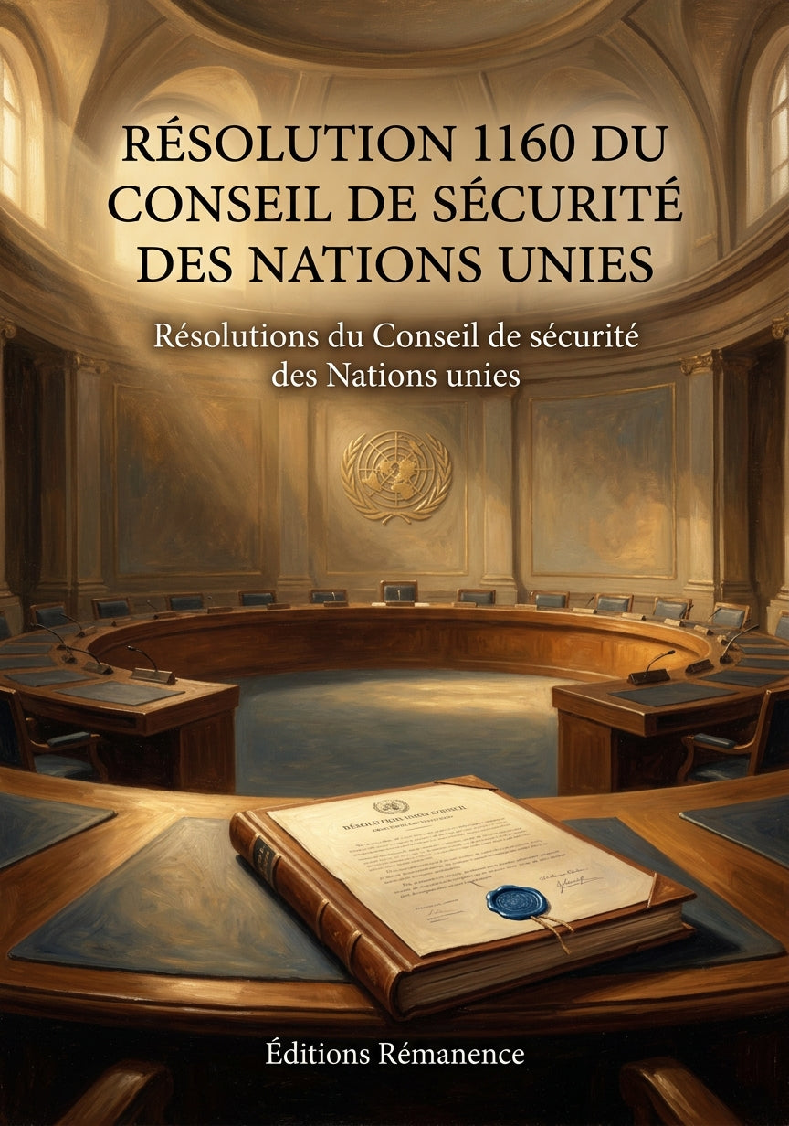 Livre Résolution 1160 du Conseil de sécurité des Nations unies par Résolutions du Conseil de sécurité des Nations unies - Couverture - Editions Remanence